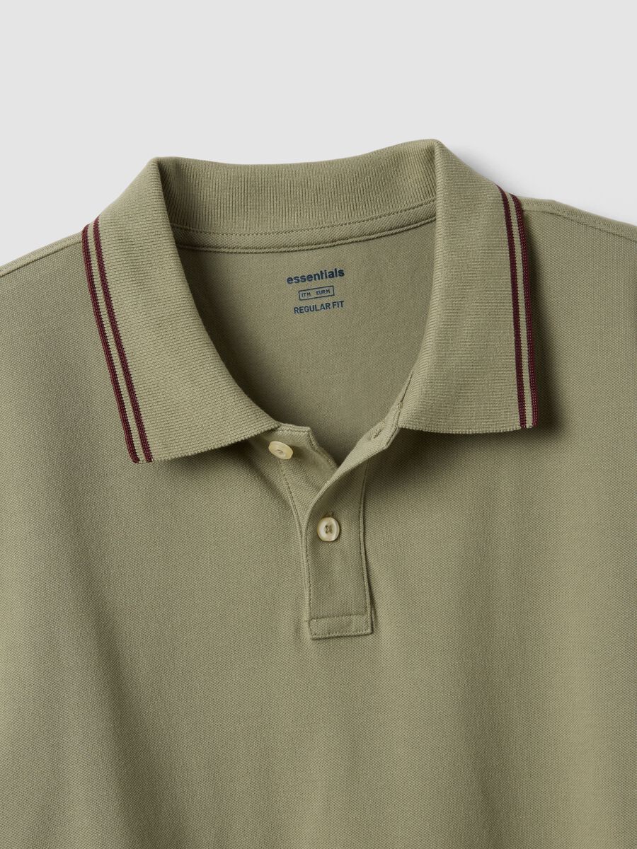 Green stretch cotton polo shirt, regular fit_5