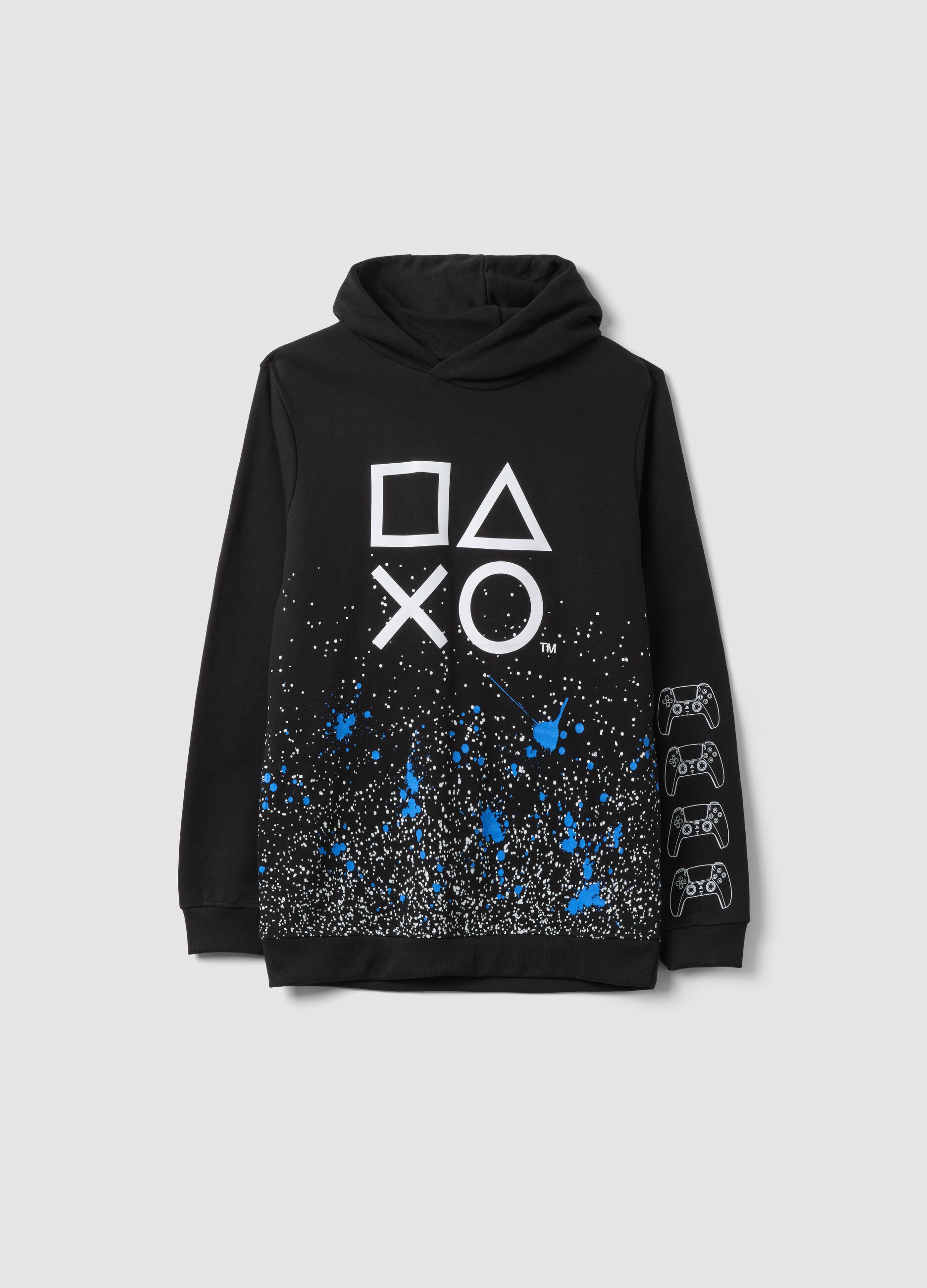 Kids' black cotton blend PlayStation hoodie