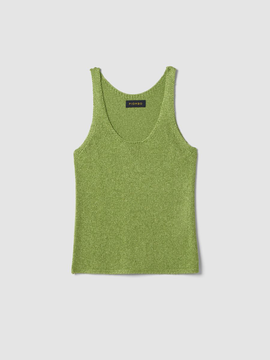 Zeleni top na tanke naramenice od mje&scaron;avine viskoze s glitter efektom, regular kroj_4