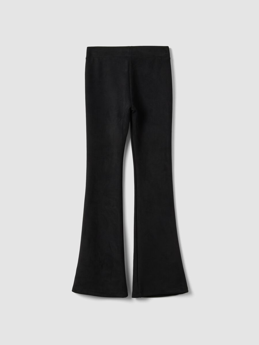 Black flared leggings in stretch fabric_2