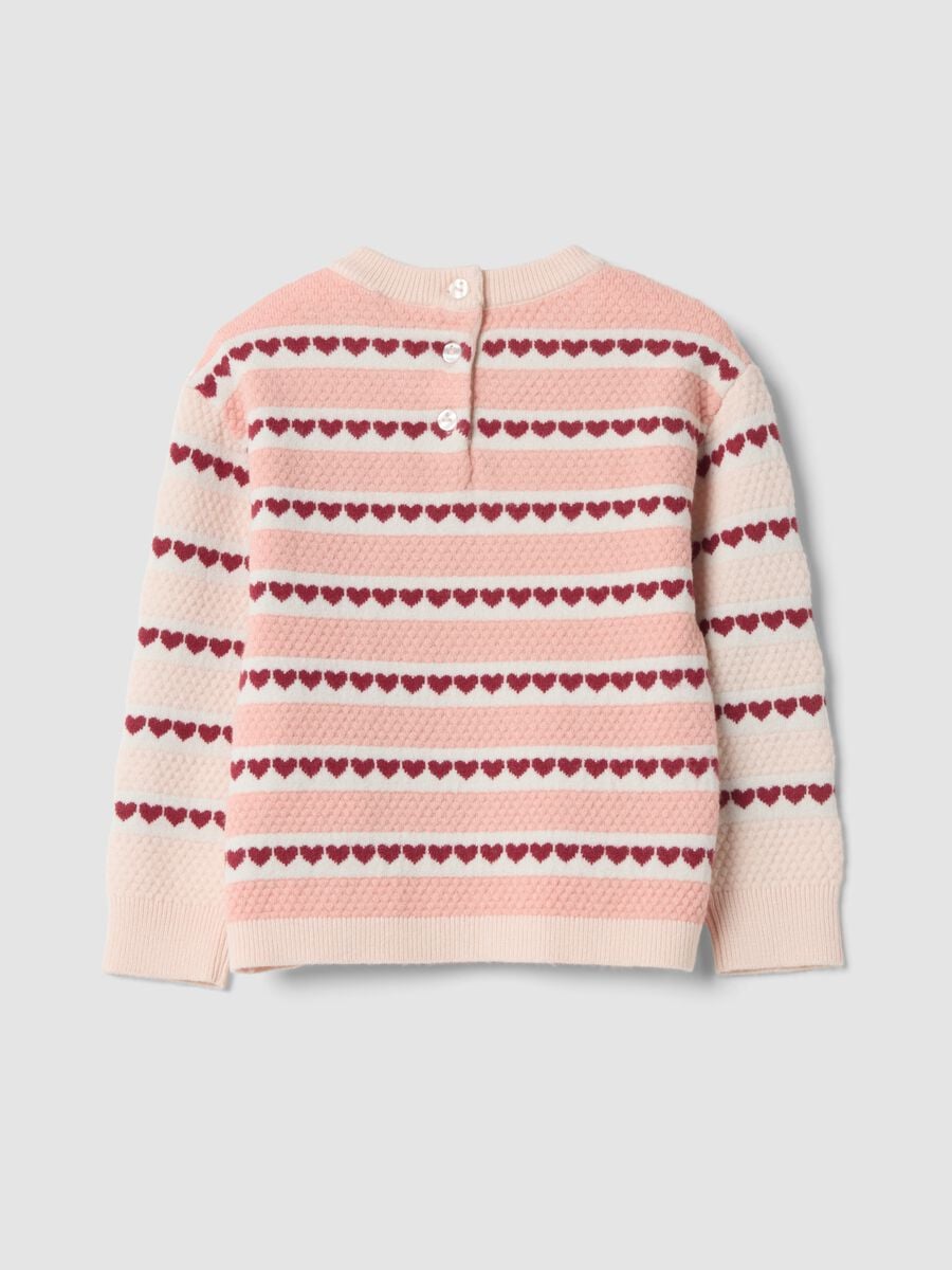 Pink viscose-blend crew-neck jumper, regular fit, with hearts_1
