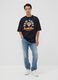 T-shirt noir en pur coton avec imprim&eacute; New York Knicks_1