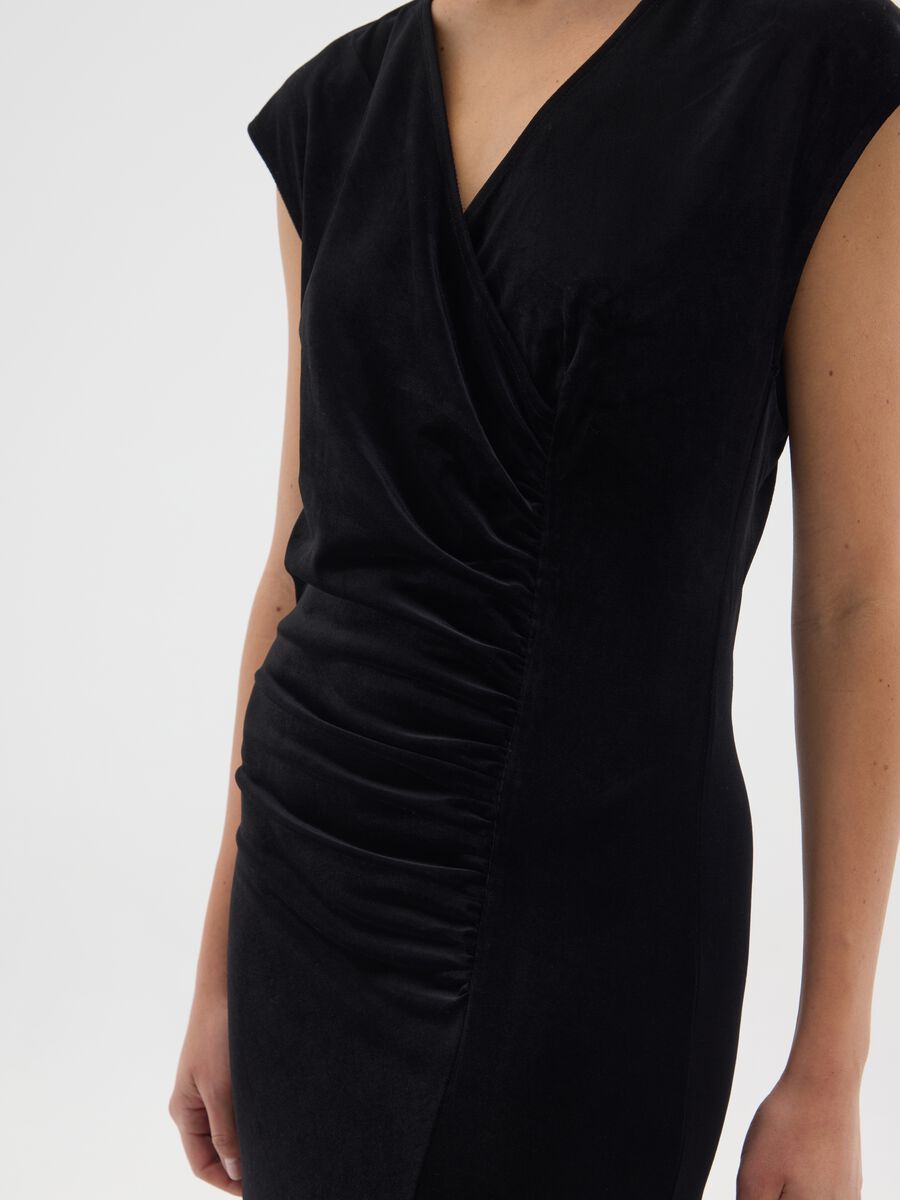 Deep V Black Long Dress Slim Fit_4