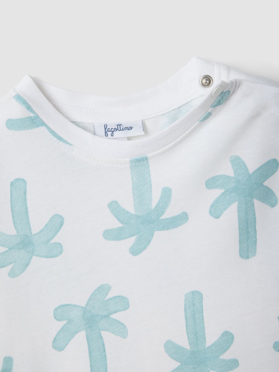 White pure organic cotton baby T-shirt with palm print_2