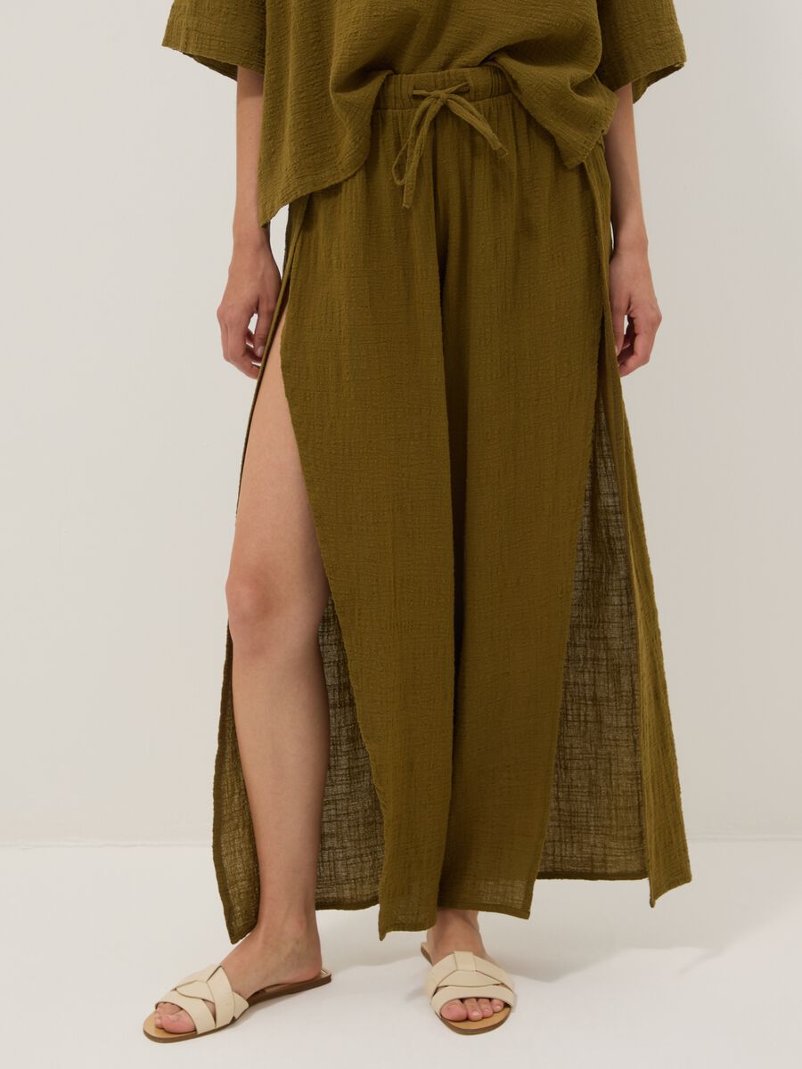 Green pure cotton beach trousers_2