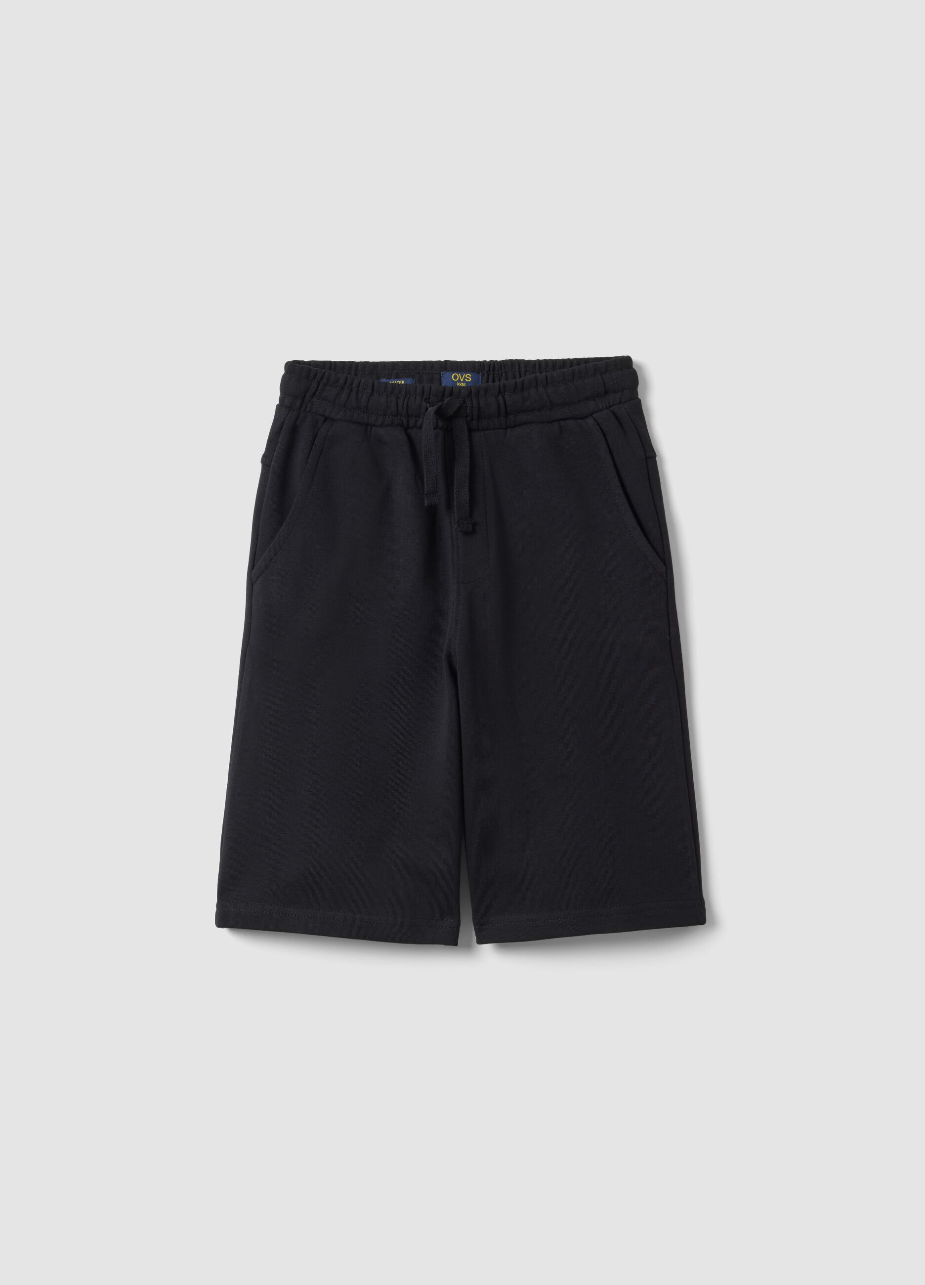 Boys' black pure cotton shorts, relaxed fit