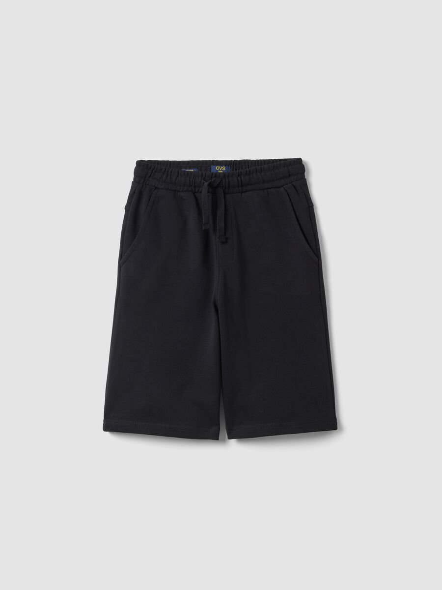 Schwarze Jungen-Shorts aus reinem Baumwolle, relaxed fit_3