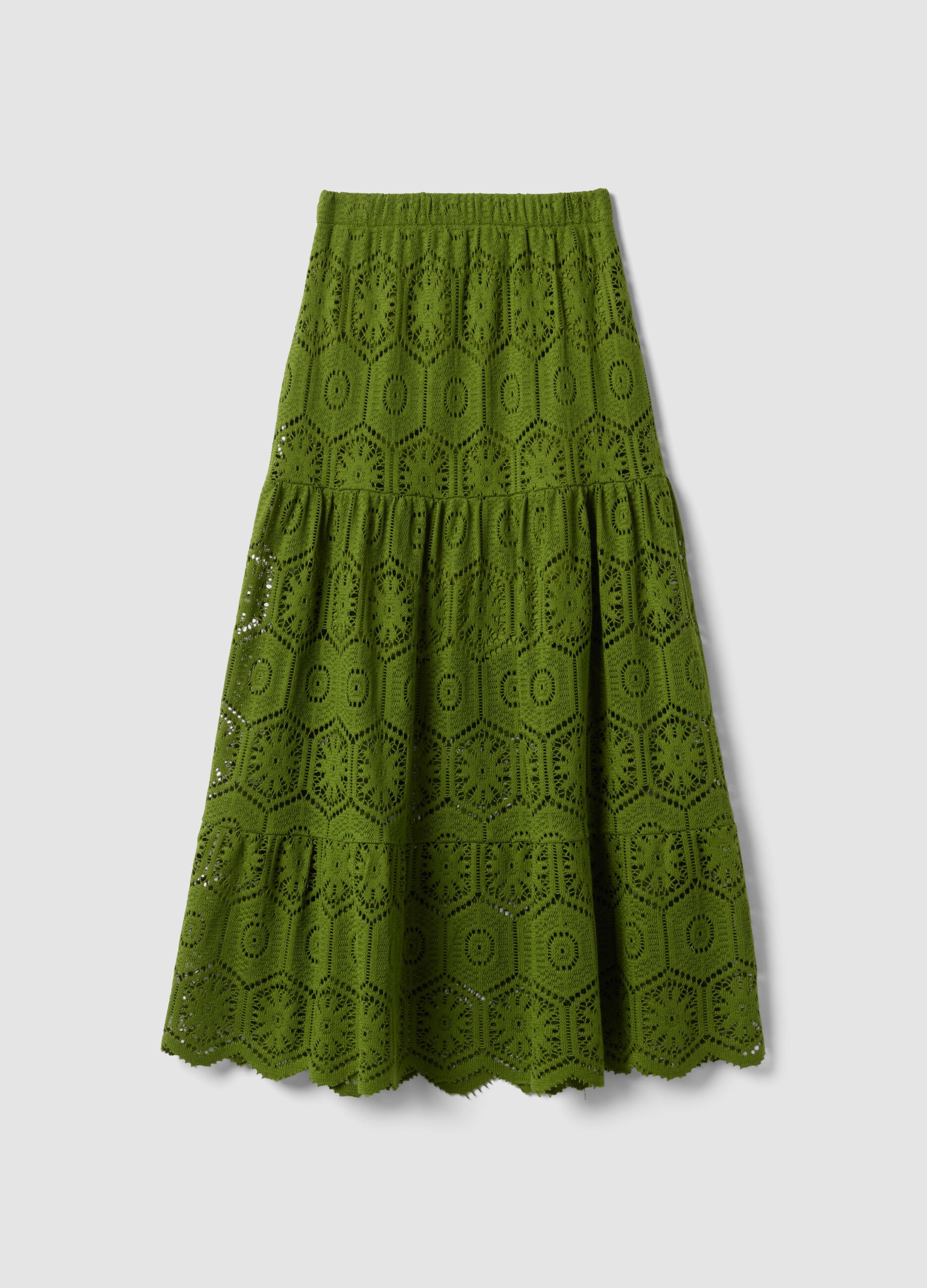 Green maxi skirt with elasticated waist