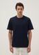 Relaxed fit blue crew neck pure cotton T-shirt_0