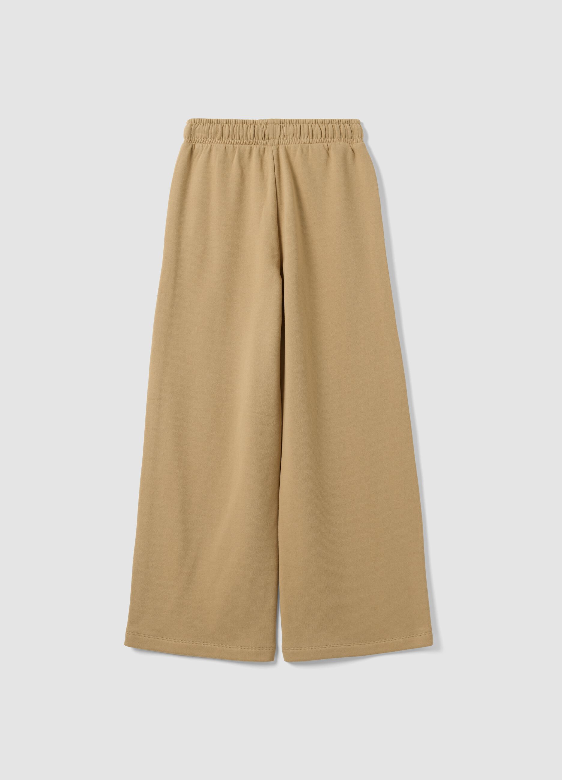 Girls&rsquo; beige wide-leg pure cotton trousers