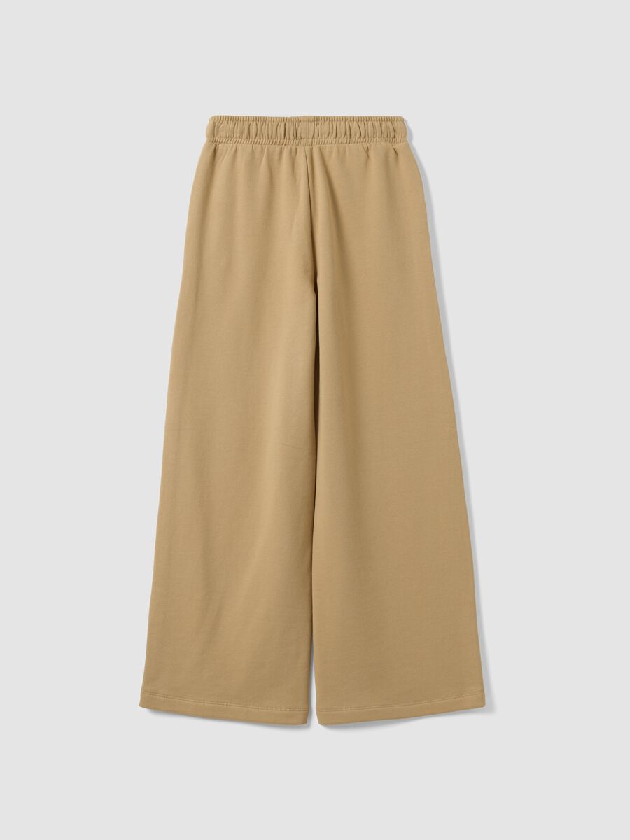 Girls&rsquo; beige wide-leg pure cotton trousers_1