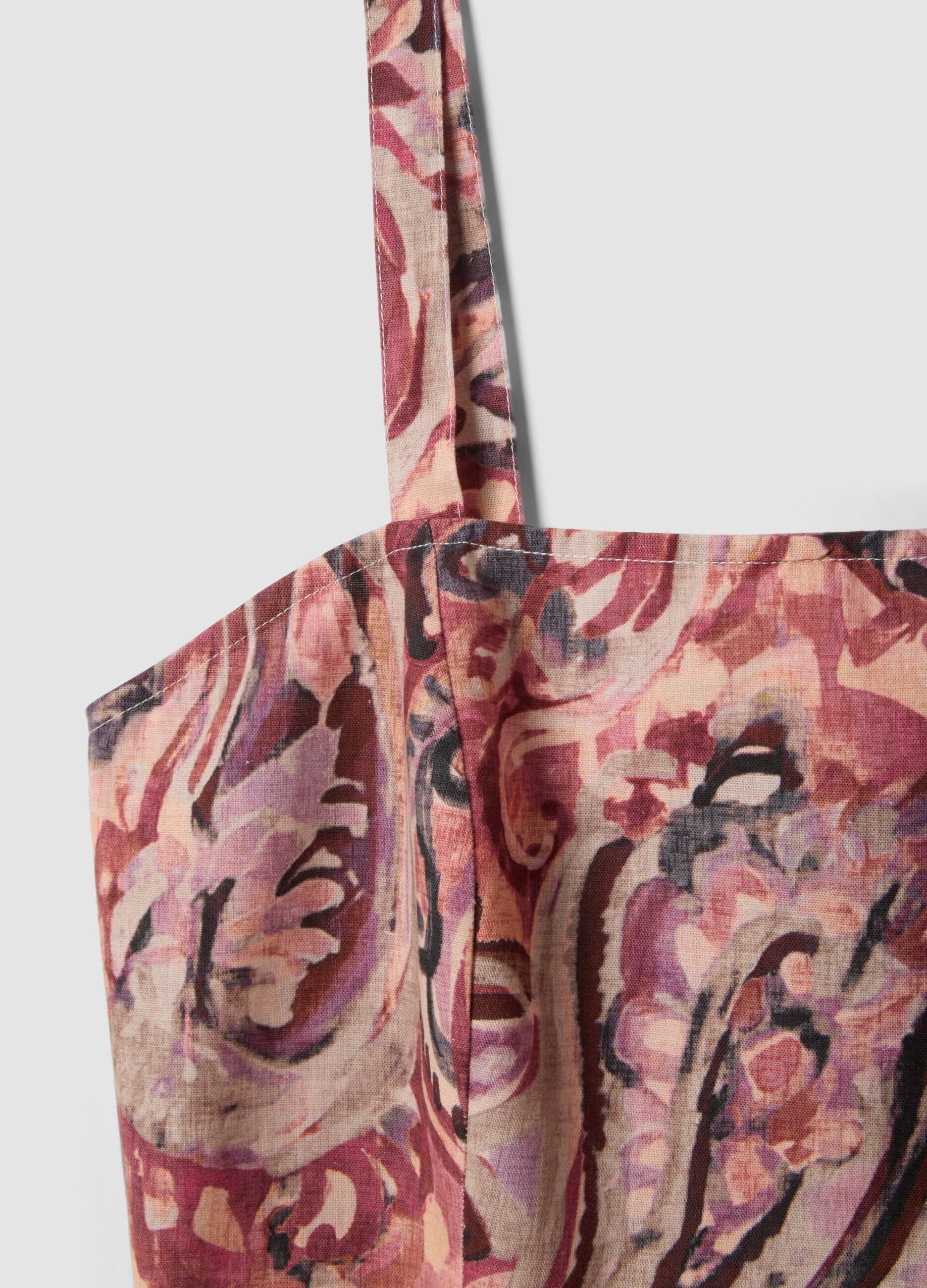 Top crop multicolor em mistura de algod&atilde;o e linho