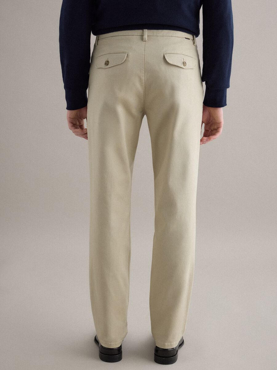 Beige Slim Fit Stretch Cotton Chino Trousers_3