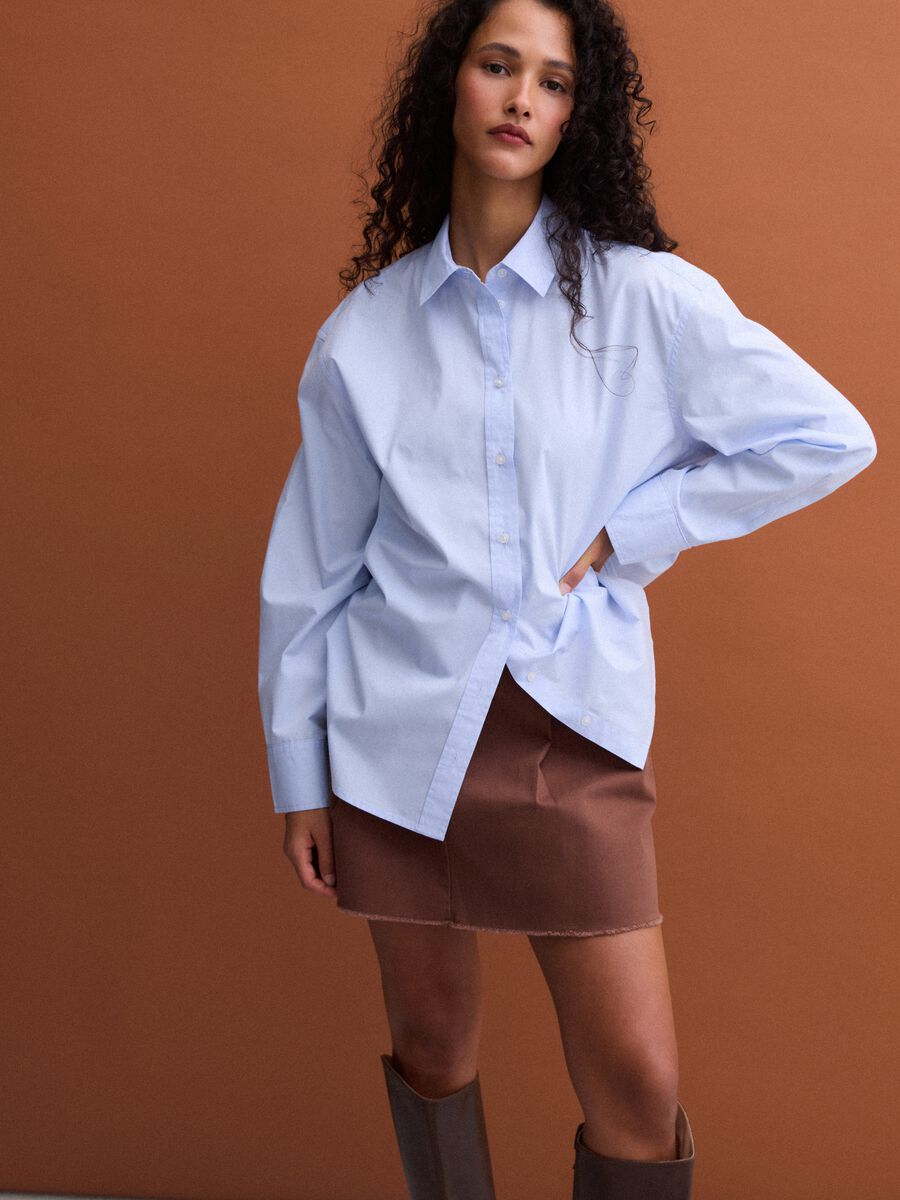 Camicia azzurra in popeline di puro cotone con colletto classico regular fit_0