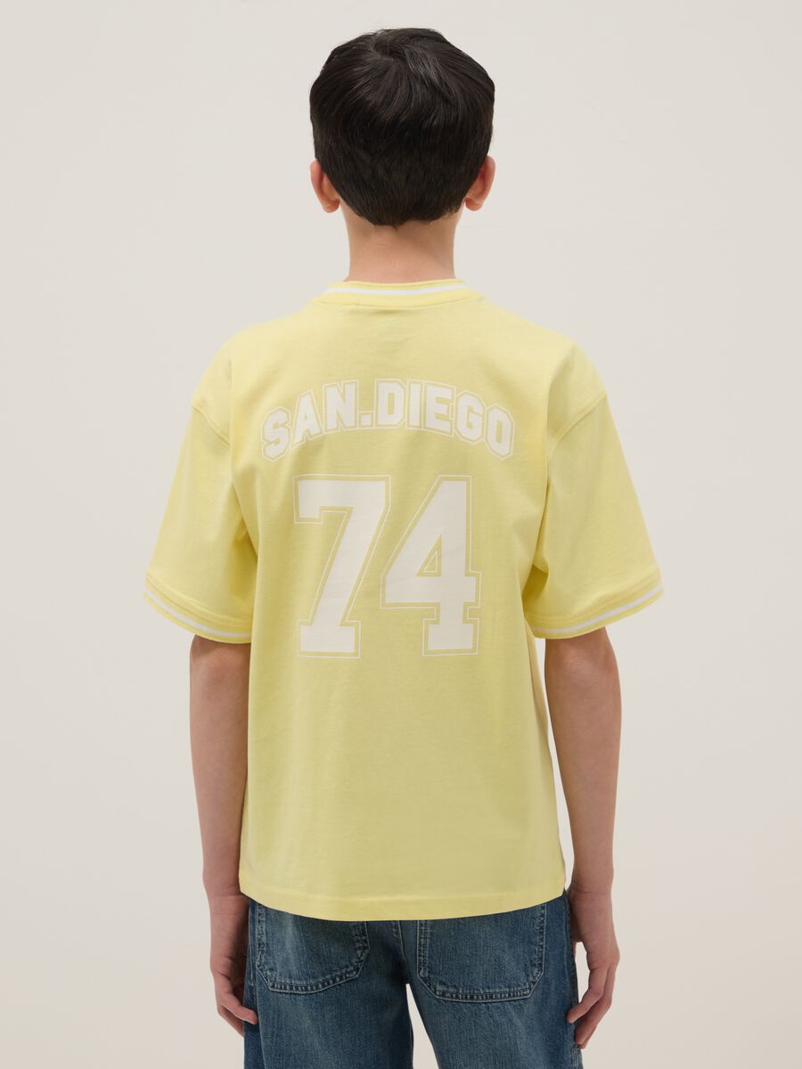 Boys' yellow pure cotton relaxed fit t-shirt with number_1