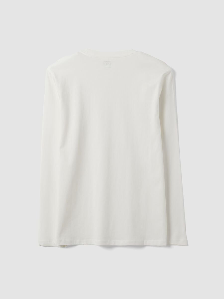 White long-sleeved crew-neck T-shirt in pure organic cotton_6