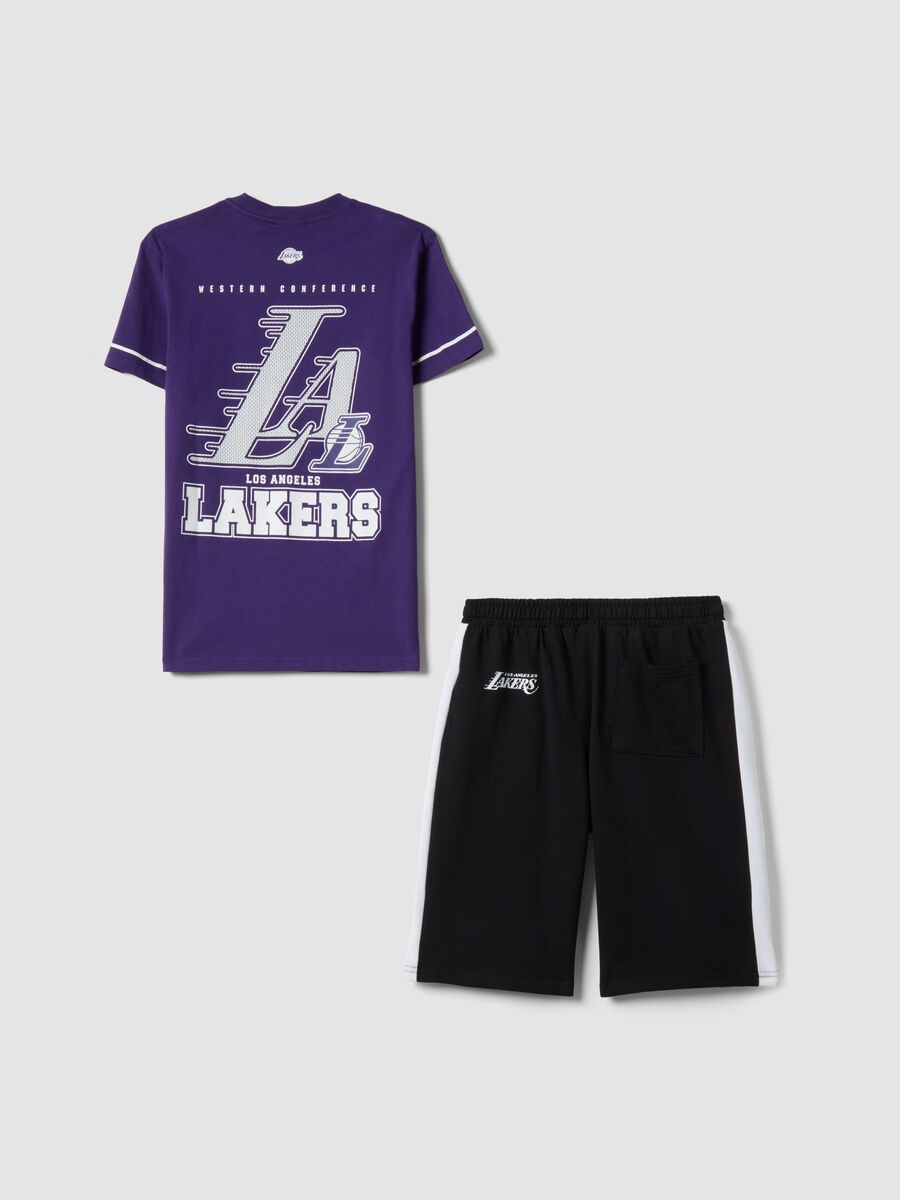 Multicolour pure cotton boy's set regular fit with Lakers prints_1