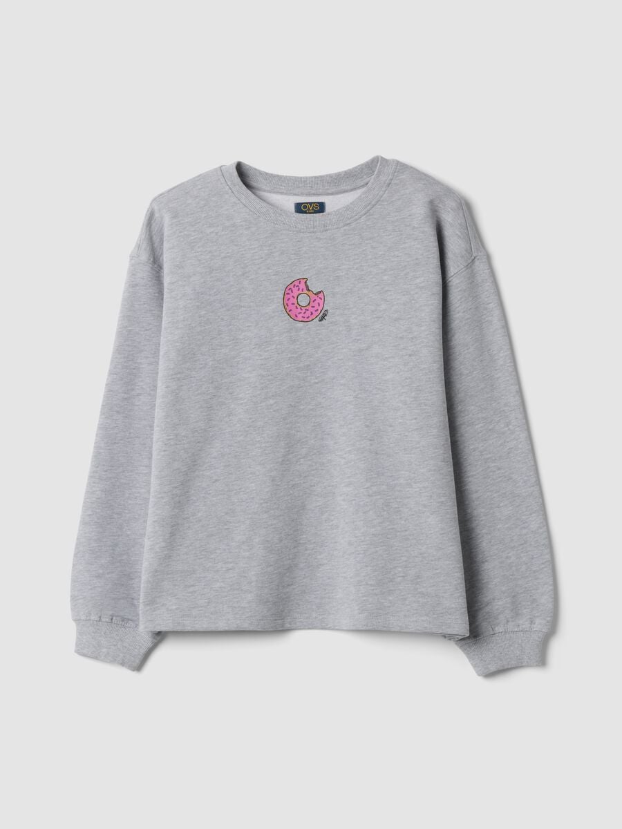 Sweatshirt in meliertem Grau mit Rippkragen aus Bio-Baumwoll- und Viskosemix_0