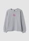 Sweatshirt in meliertem Grau mit Rippkragen aus Bio-Baumwoll- und Viskosemix_0