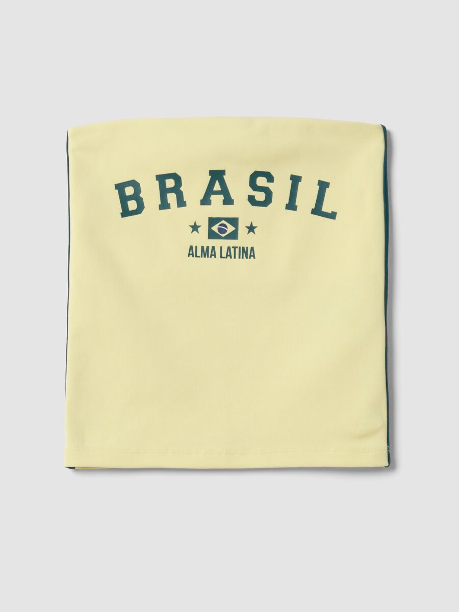 Yellow strapless bandeau top in stretch cotton_4