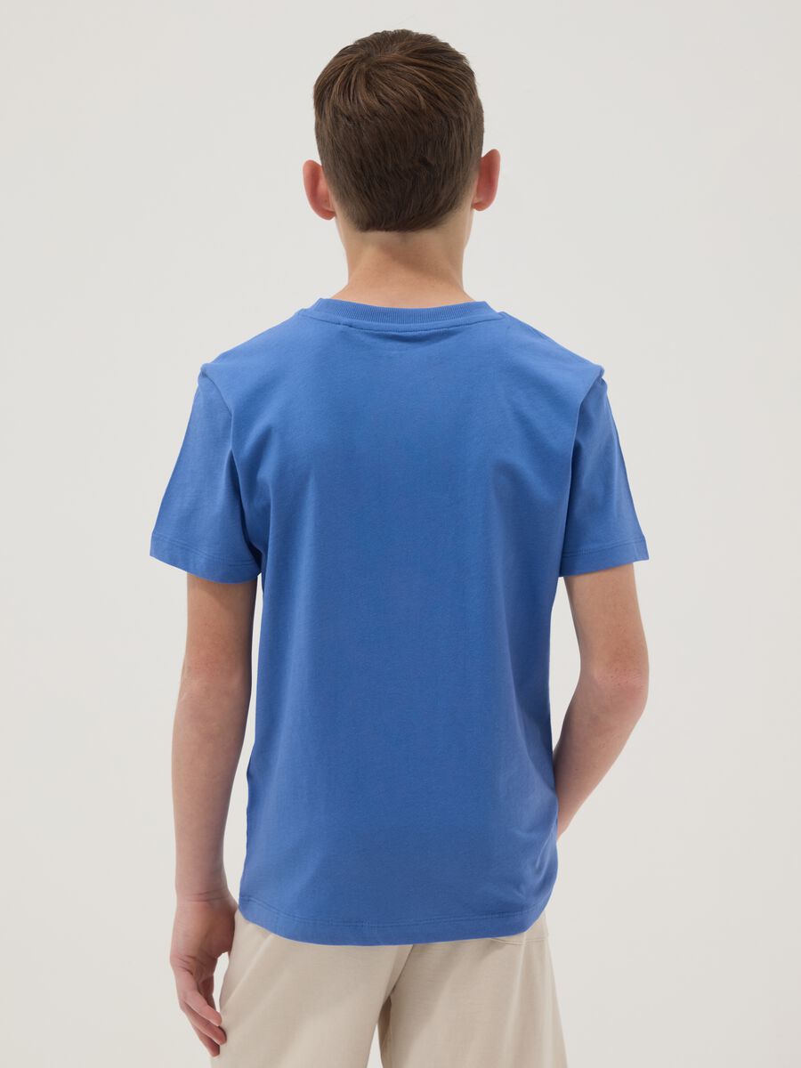 Camiseta azul de manga corta en puro algod&oacute;n org&aacute;nico_1