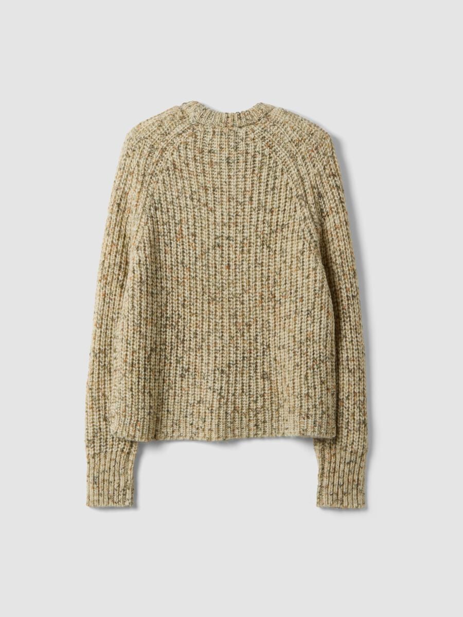 Maglia girocollo ecr&ugrave; in misto lana verde salvia arancione_2