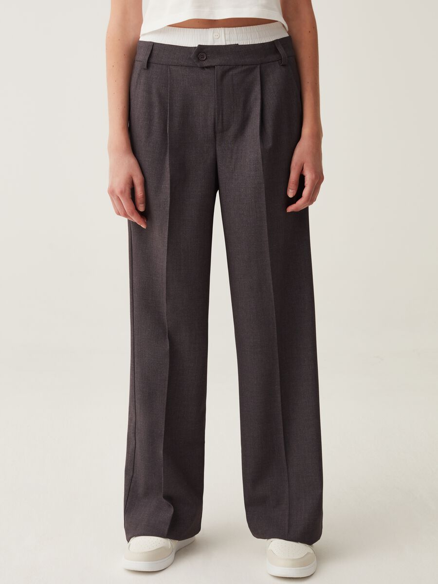 Wide-leg trousers with external elastic_1