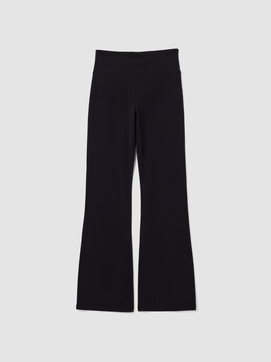 Black stretch cotton flared trousers_0