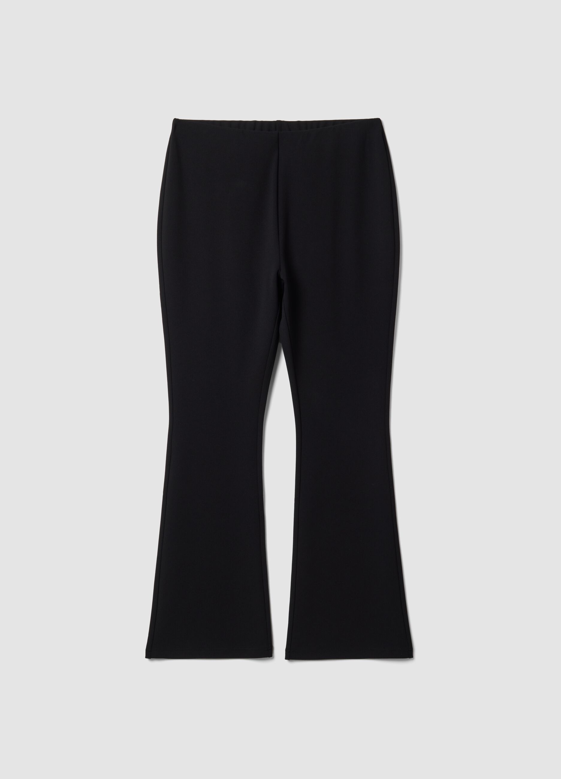 Schwarze Flared-Leggings aus Stretchmaterial