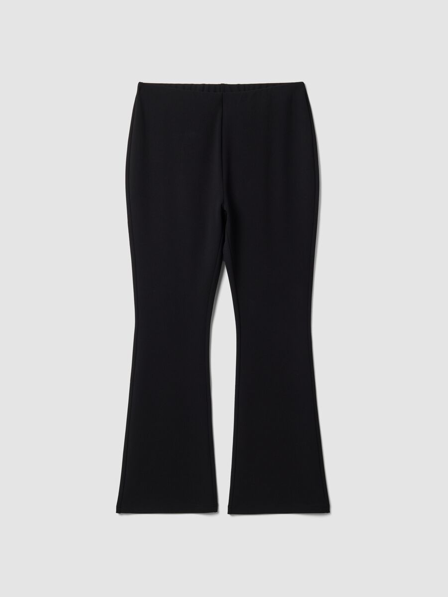 Schwarze Flared-Leggings aus Stretchmaterial_0