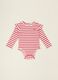 Baby girl white and red striped stretch cotton bodysuit_0