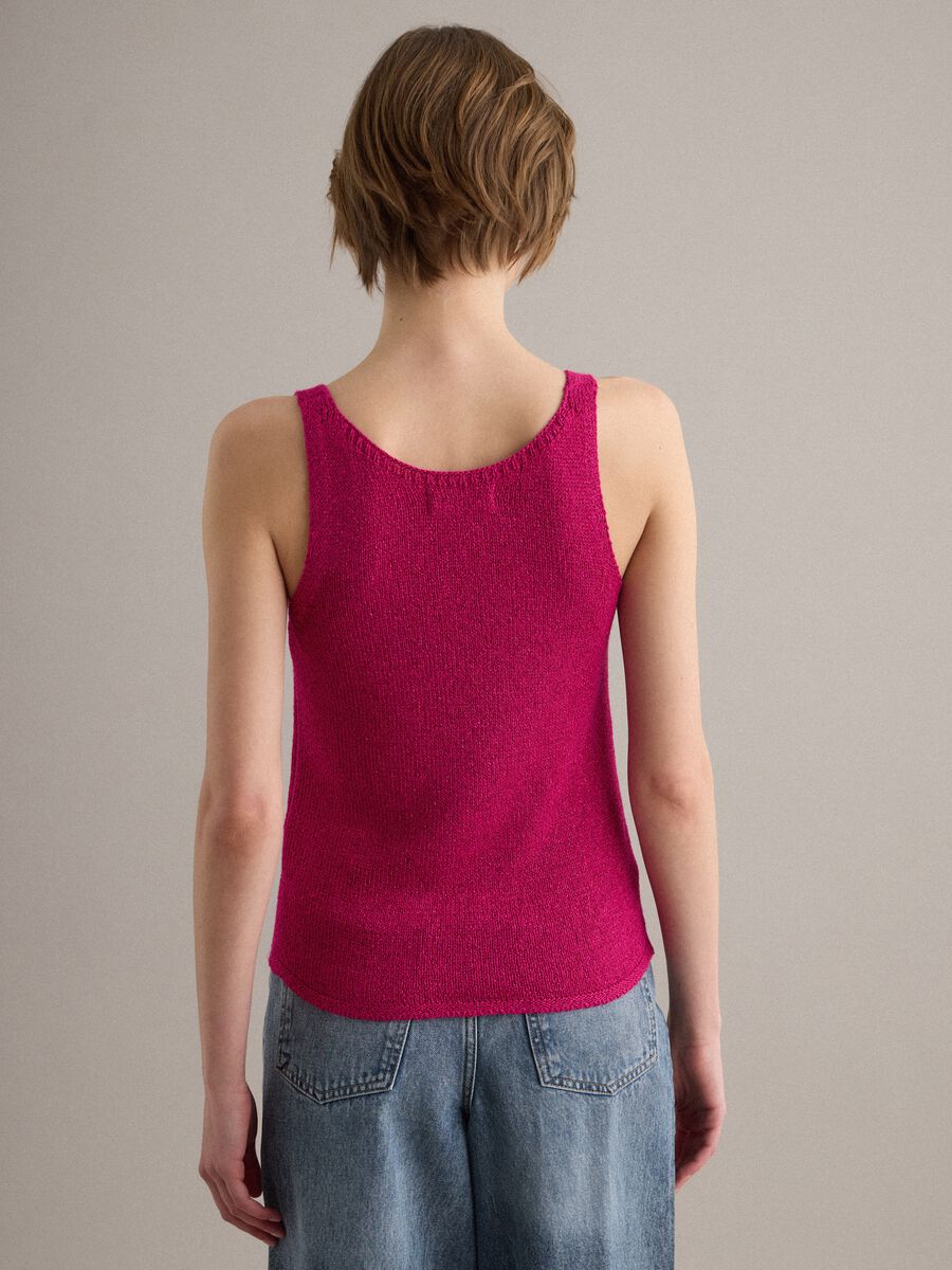 Pink viscose-blend regular-fit glitter tank top_3
