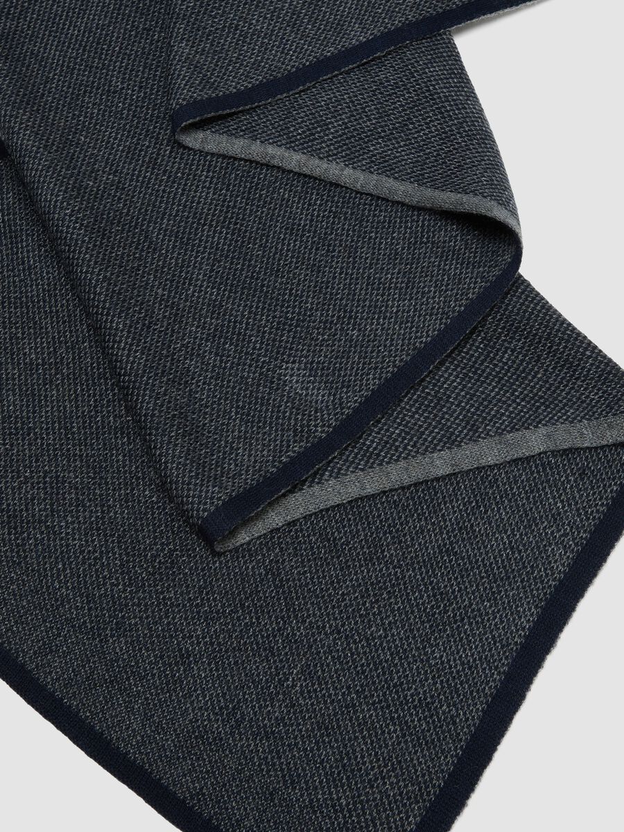 Sciarpa blu in misto lana lavorata a maglia_2