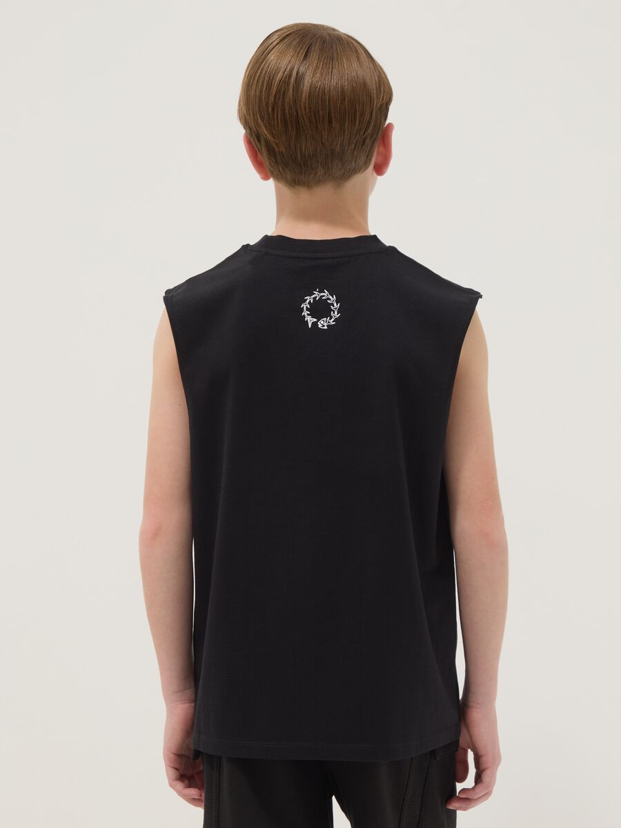 Camiseta de tirantes negra de algod&oacute;n puro para ni&ntilde;o, corte oversize_1