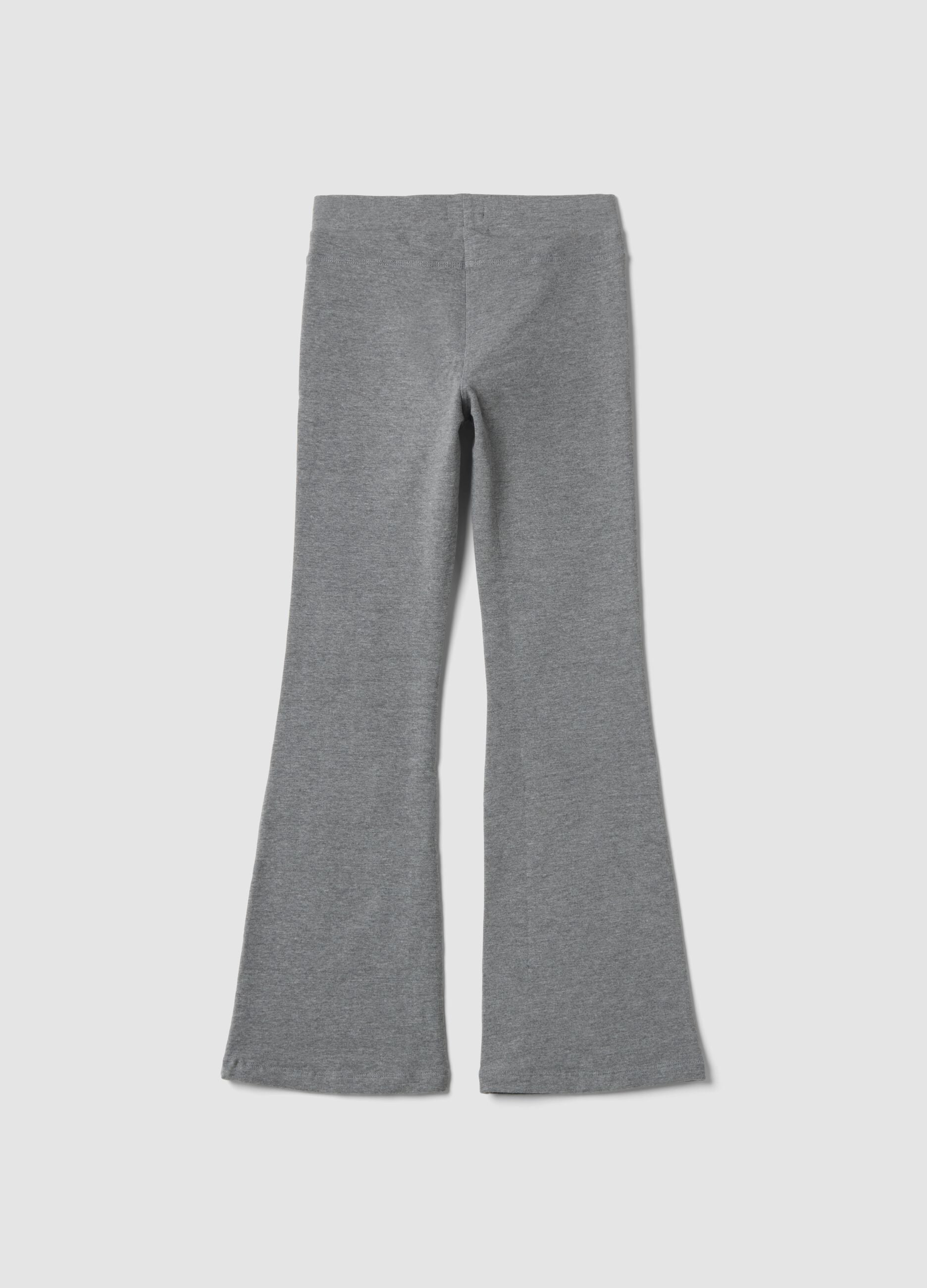 Grey flared trousers in organic cotton and stretch viscose