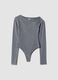Asymmetrical Bodysuit Washed Grey_0