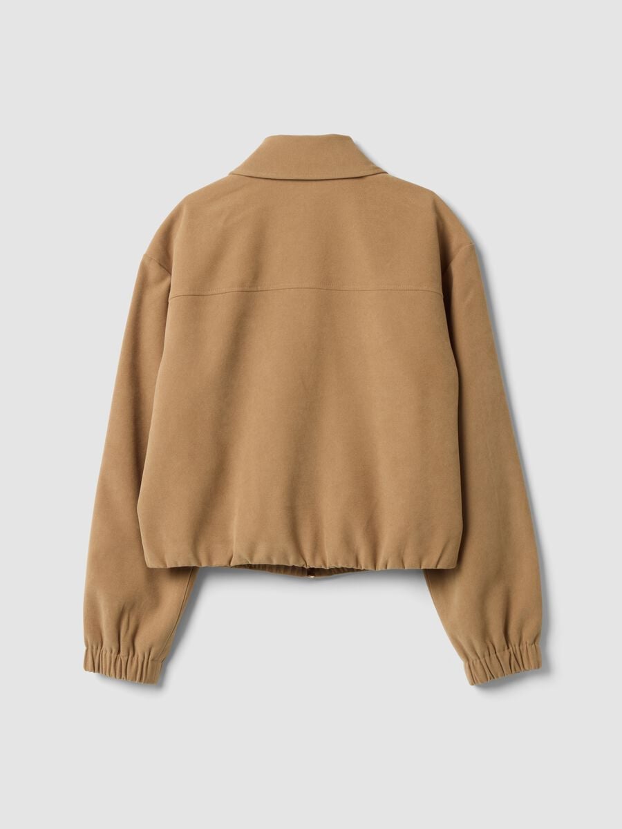 Beige stretch-fabric over-fit blazer with zip fastening_2