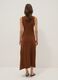 Brown sleeveless midi dress in stretch fabric_3