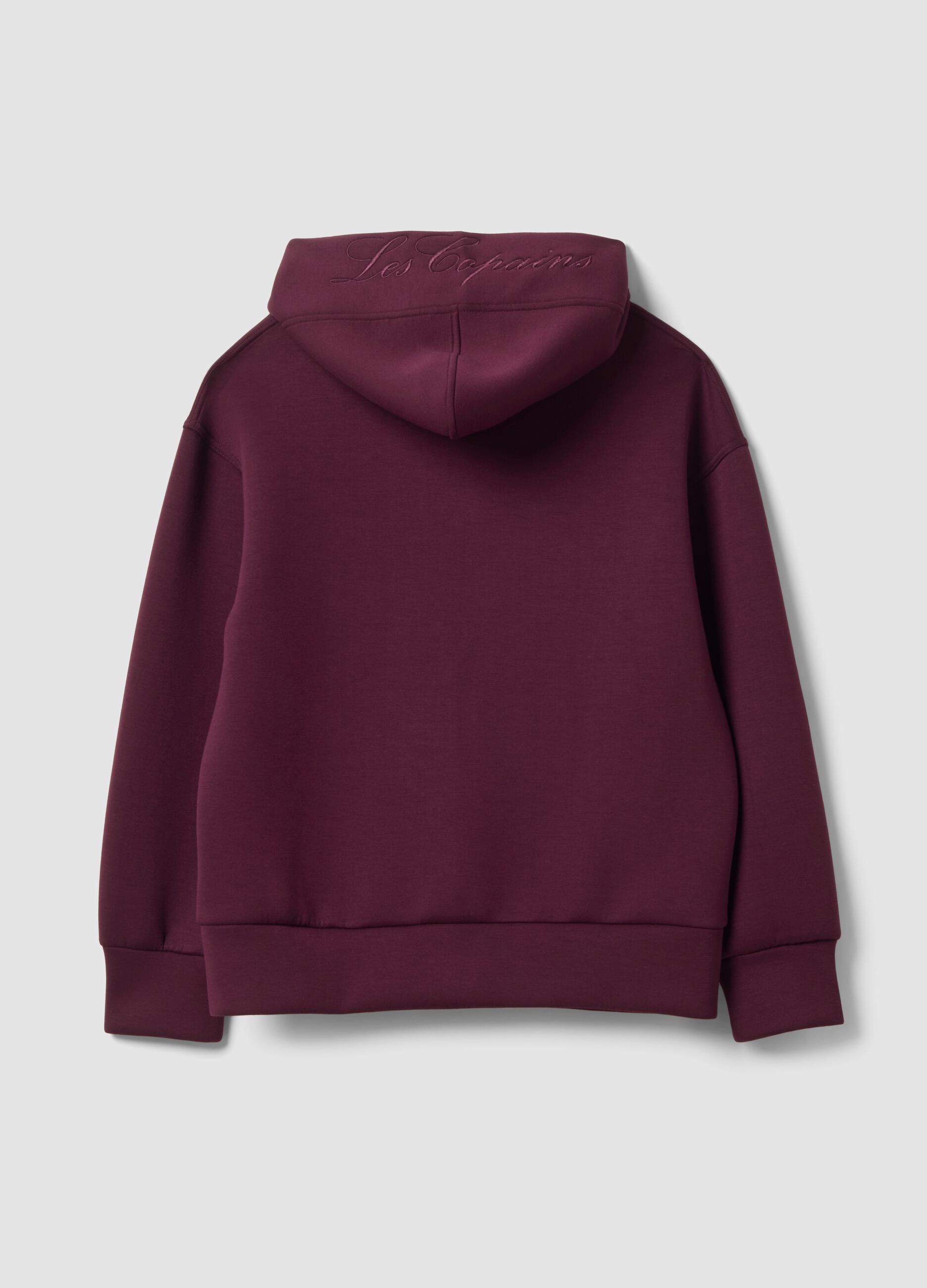 Burgundy stretch viscose full-zip sweatshirt, oversized fit