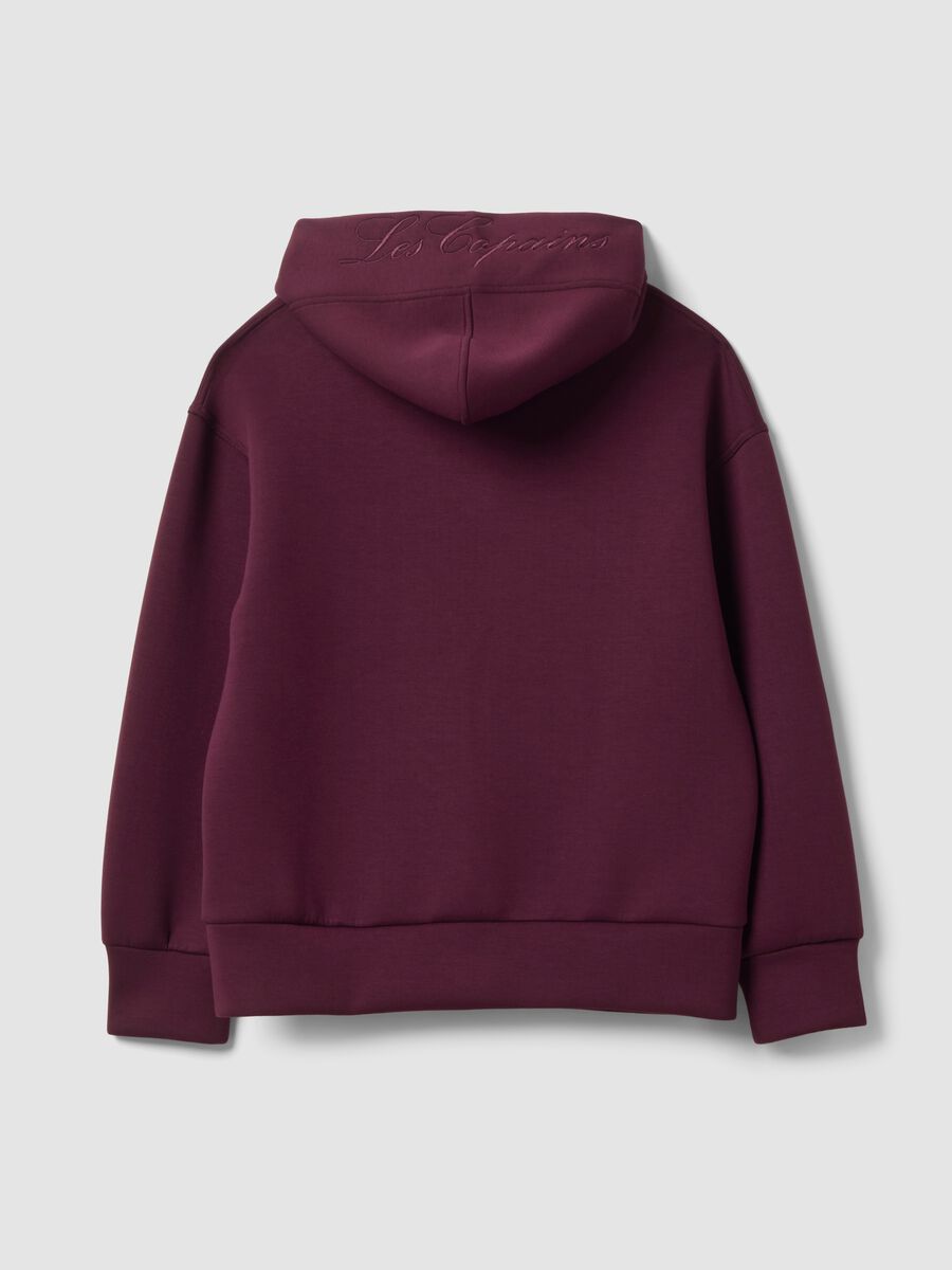 Burgundy stretch viscose full-zip sweatshirt, oversized fit_6