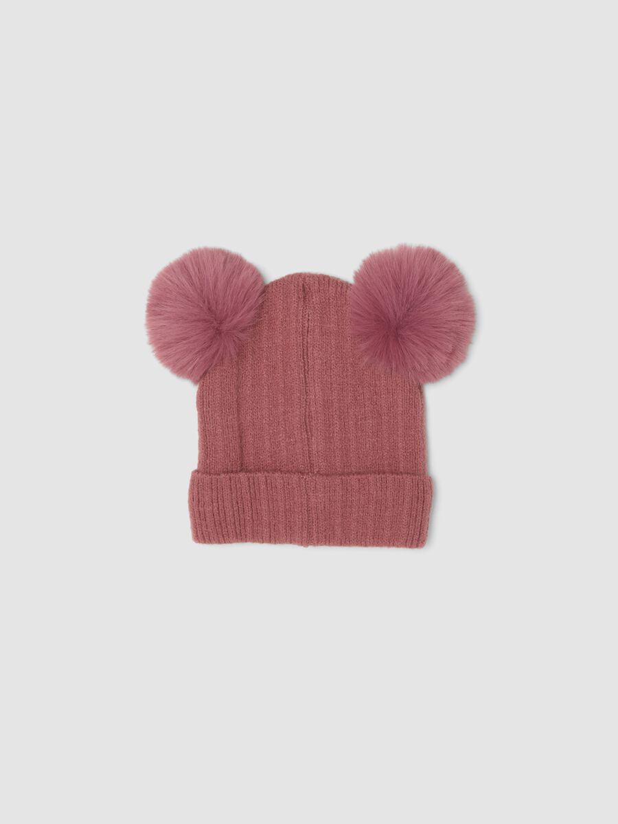 Cappello rosa con pompon e ricamo Minnie_1