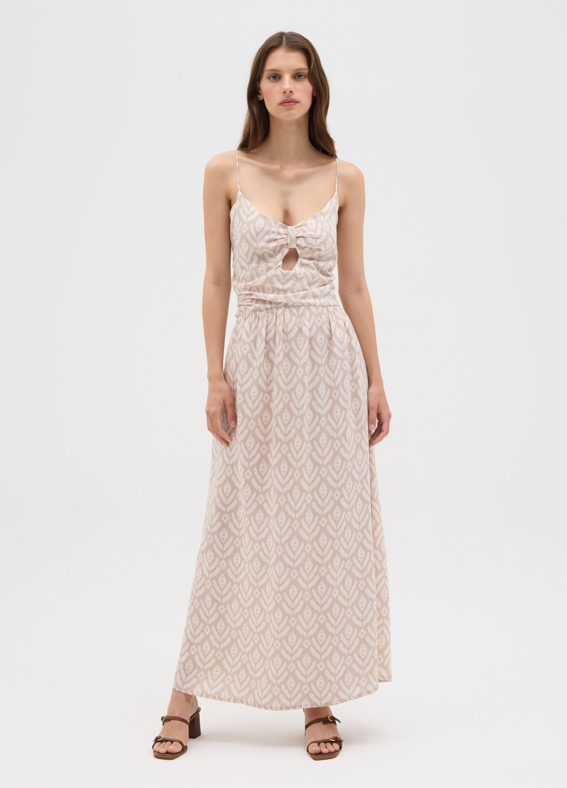 Women's long dress in pure multicolour viscose slim fit