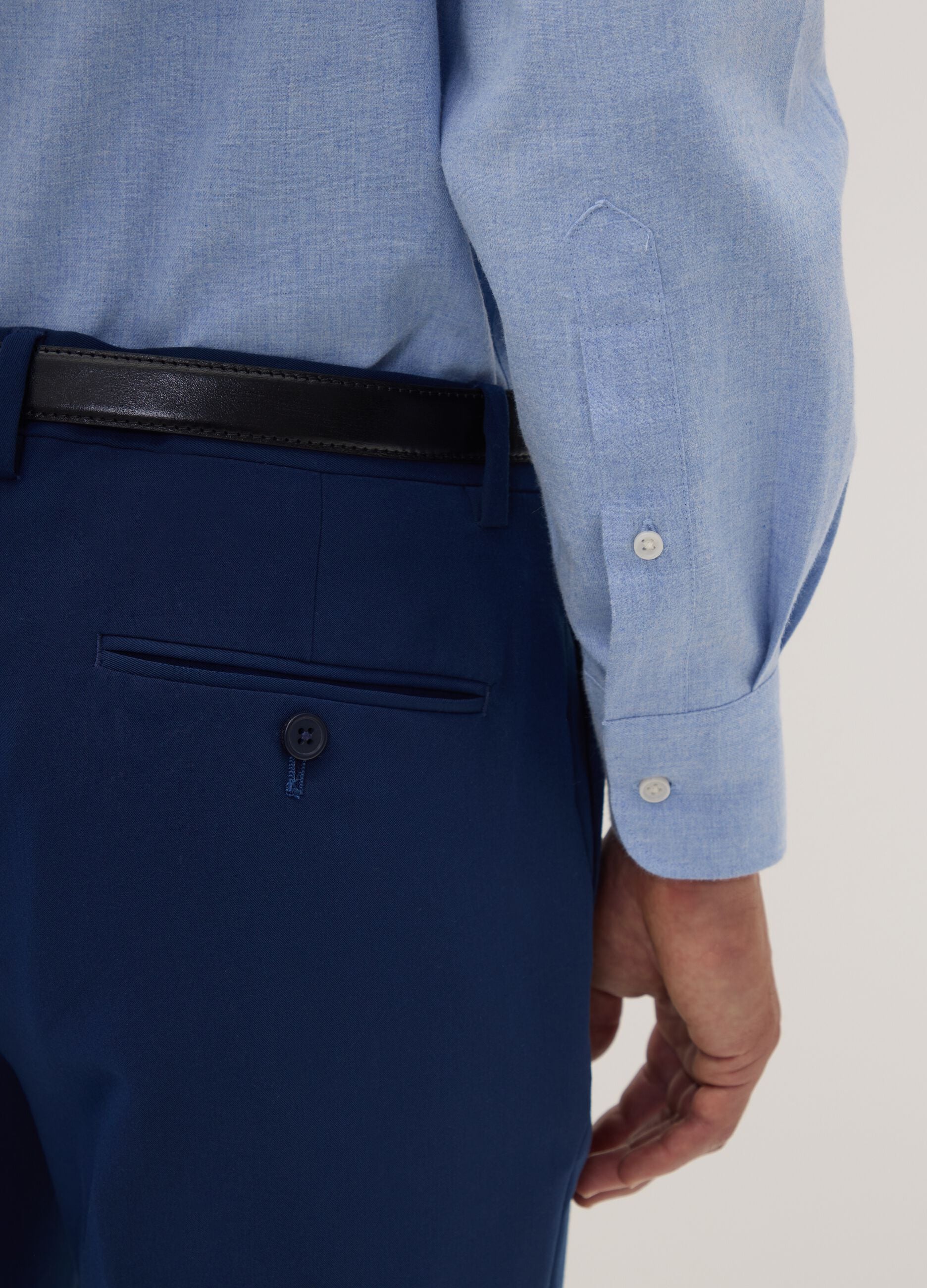 Light blue pure cotton twill shirt, regular fit