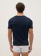Blue pure cotton t-shirt regular fit with V-neck_2