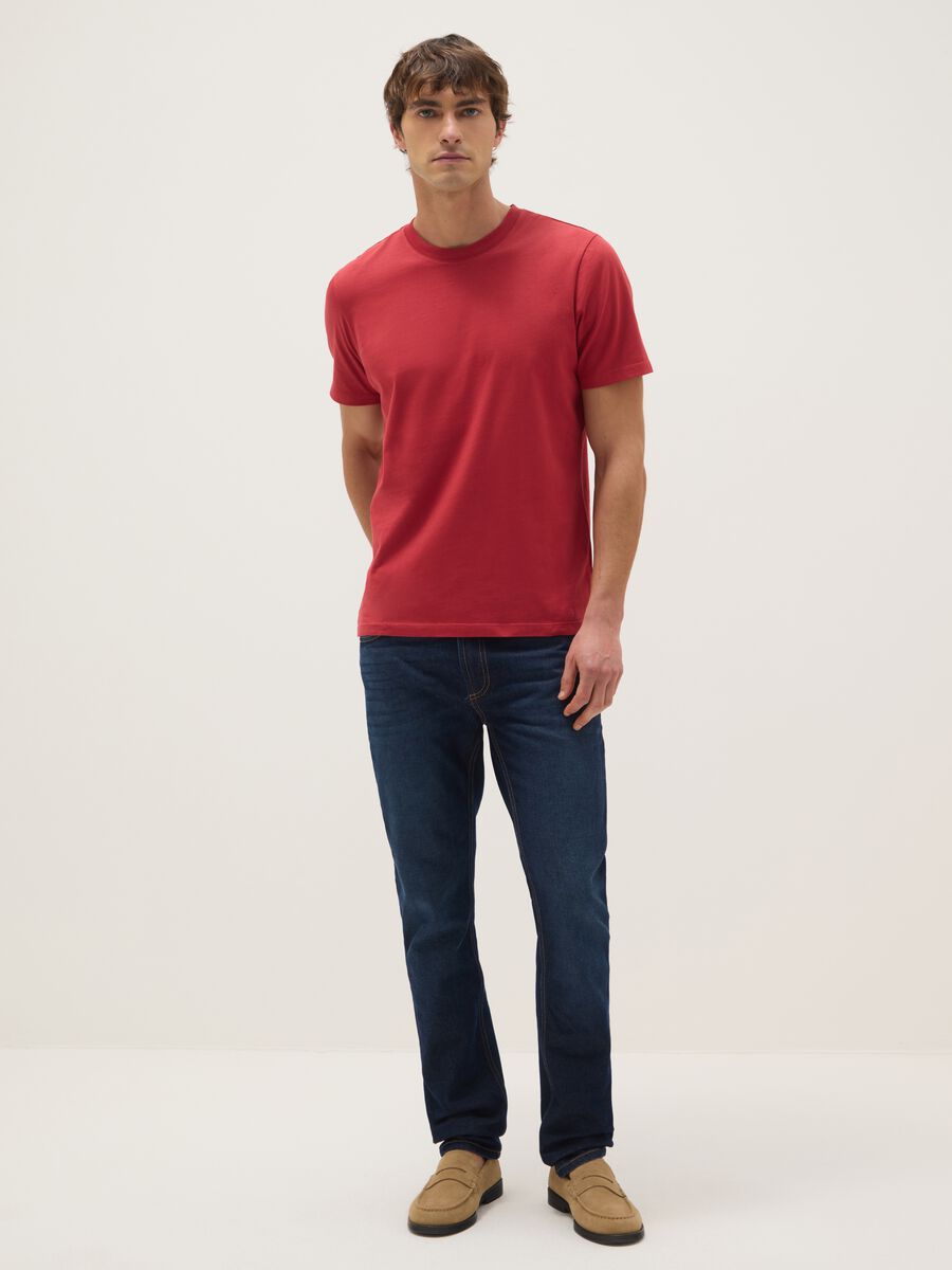 Regular Fit Red Pure Cotton T-shirt_0