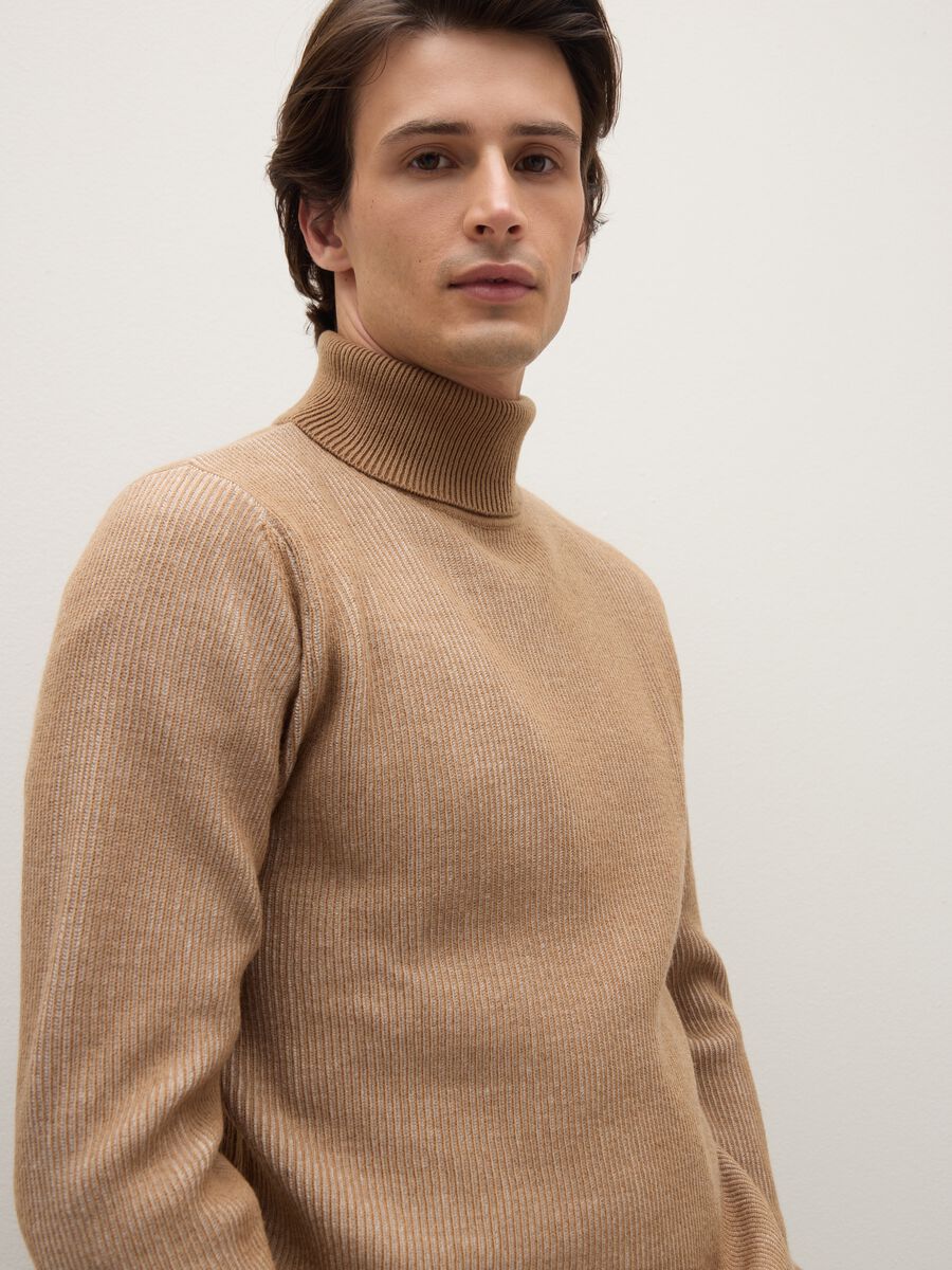 Brown Regular Fit Turtleneck_1