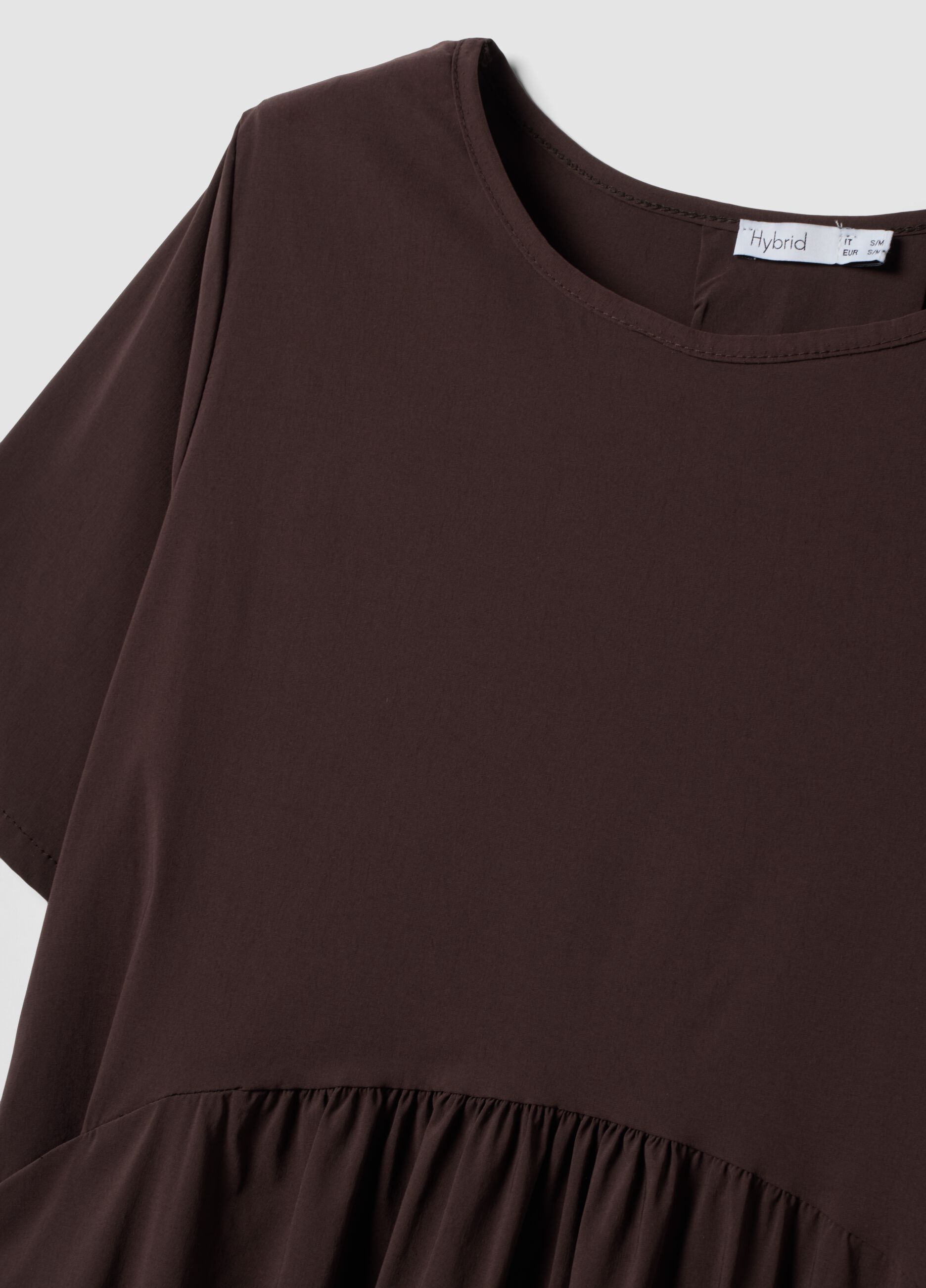 Brown midi stretch viscose dress, regular fit