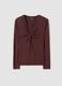 T-shirt marrone in viscosa elasticizzata con arricciatura frontale slim fit_4