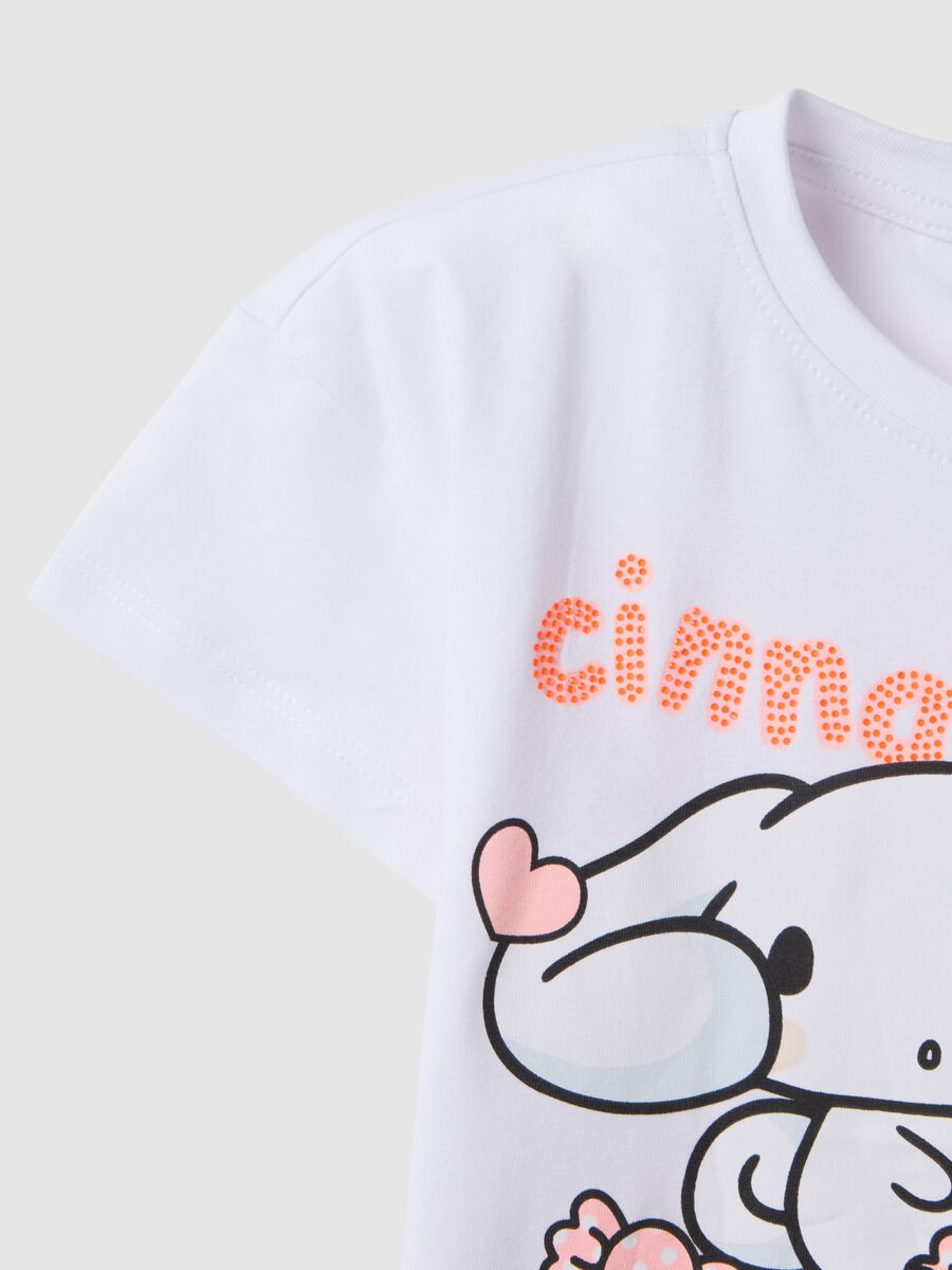 T-shirt in cotone elasticizzato bianco da bambina con stampa_3