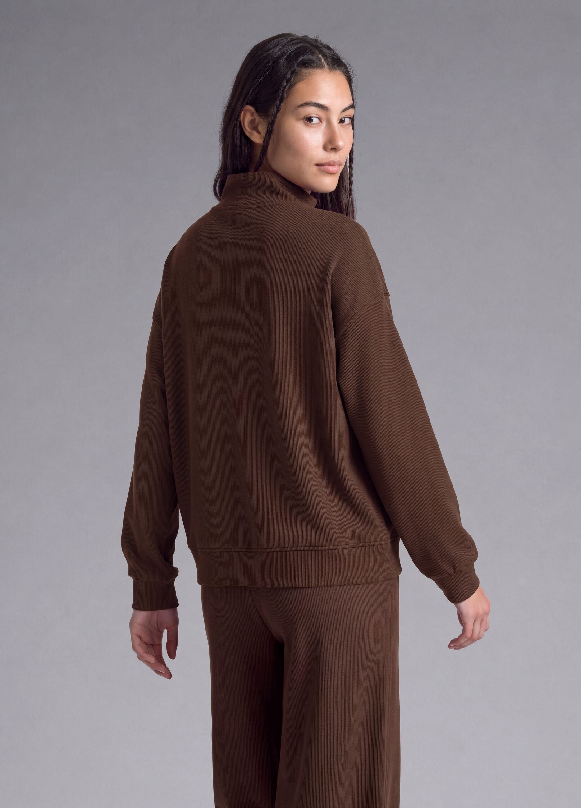 Brown stretch modal crew-neck sweatshirt ALTAVIA STUDIO